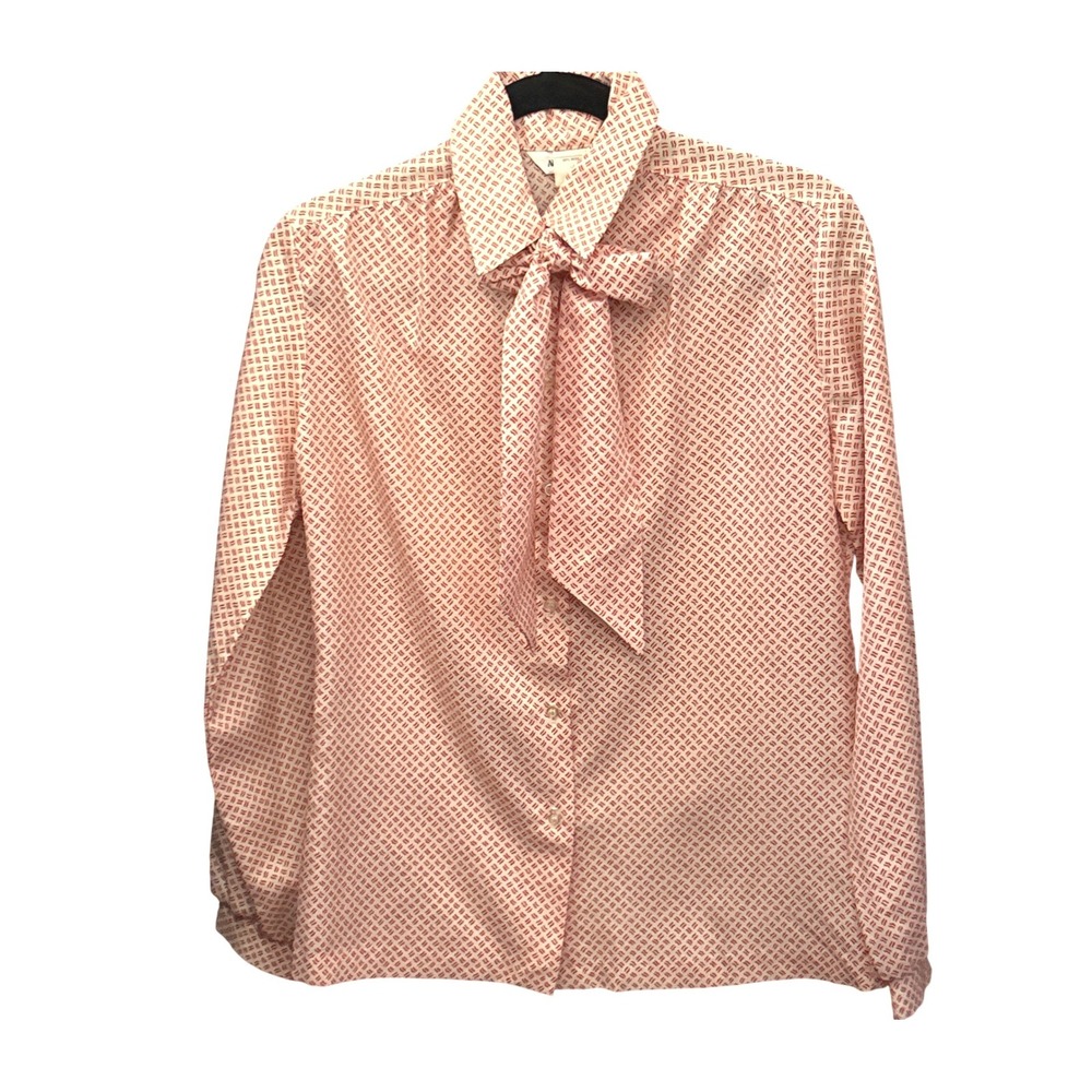 Vintage Alice Stuart Bow White Red Blouse Secretary Core Librarian Retro Chic